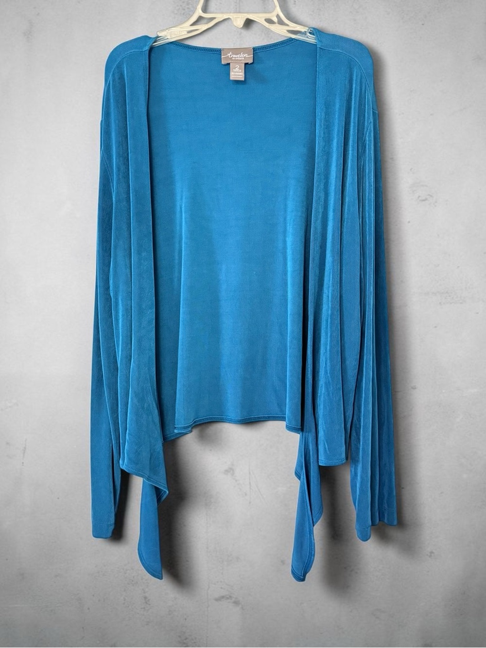 Chico's Travelers Open-Front Draped Cardigan - Teal Size 2 US Large